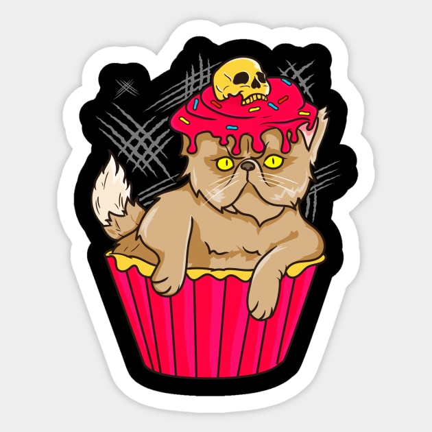 Gothic Cat Cupcake Funny Kitty And Kitten Owner Gift Sticker by LIFUA